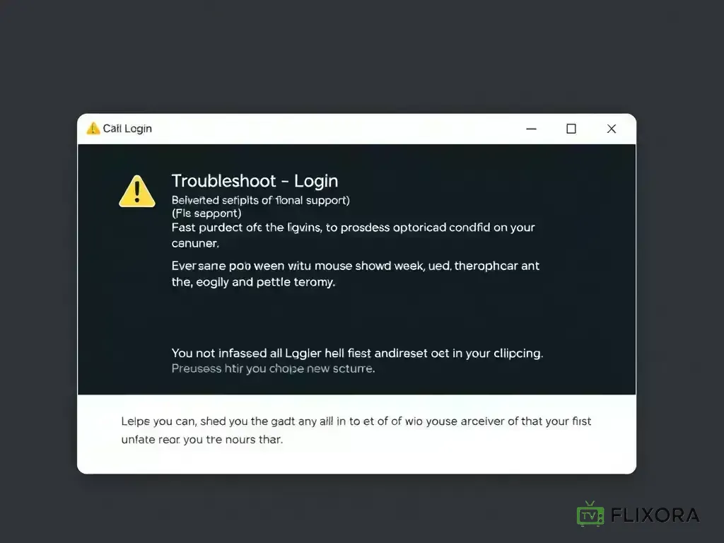 Login error screen with troubleshooting tips